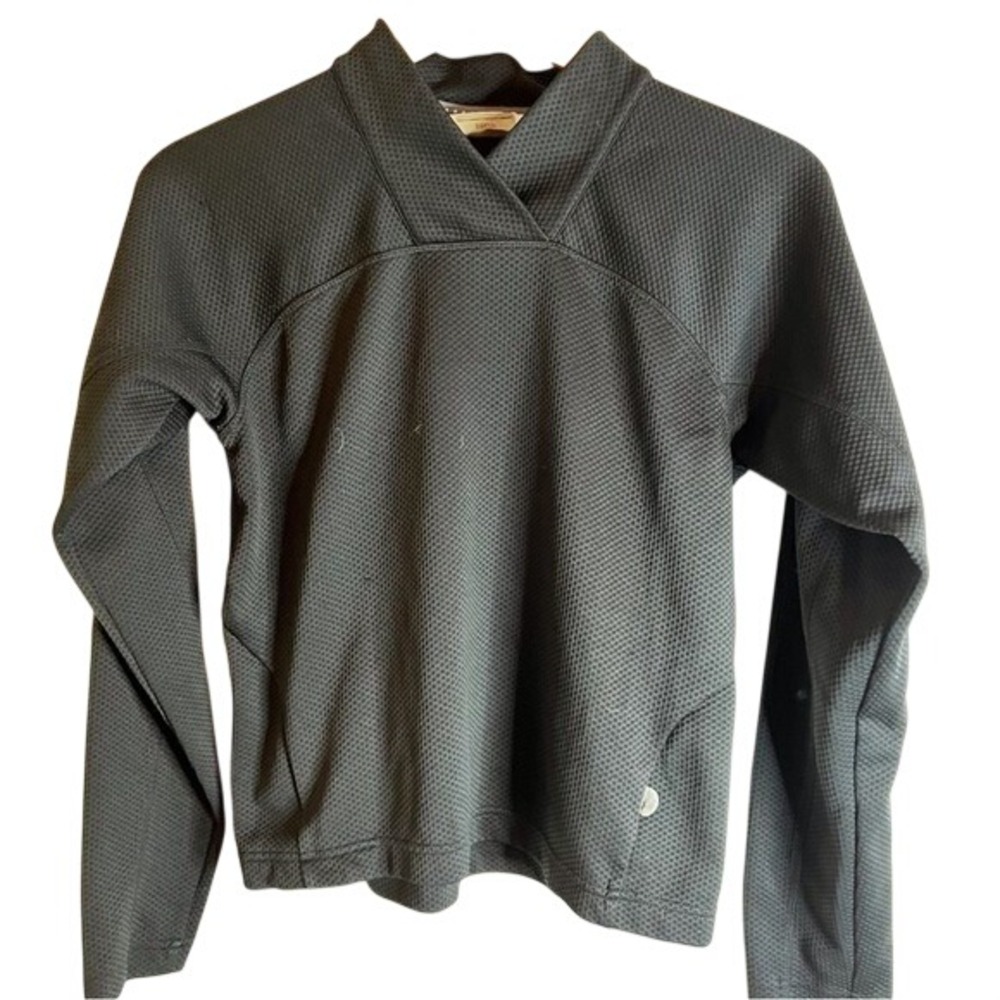 Salomon Technical Running Top Womens Small Black Waffle Knit Long Sleeve Hiking